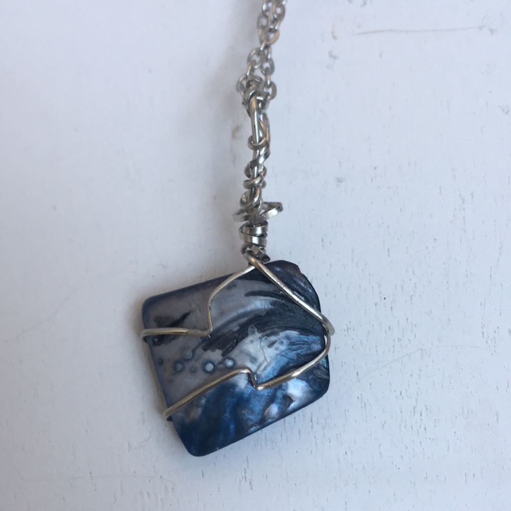 Artisan Abalone Shell Silver Wire-wrapped Necklace